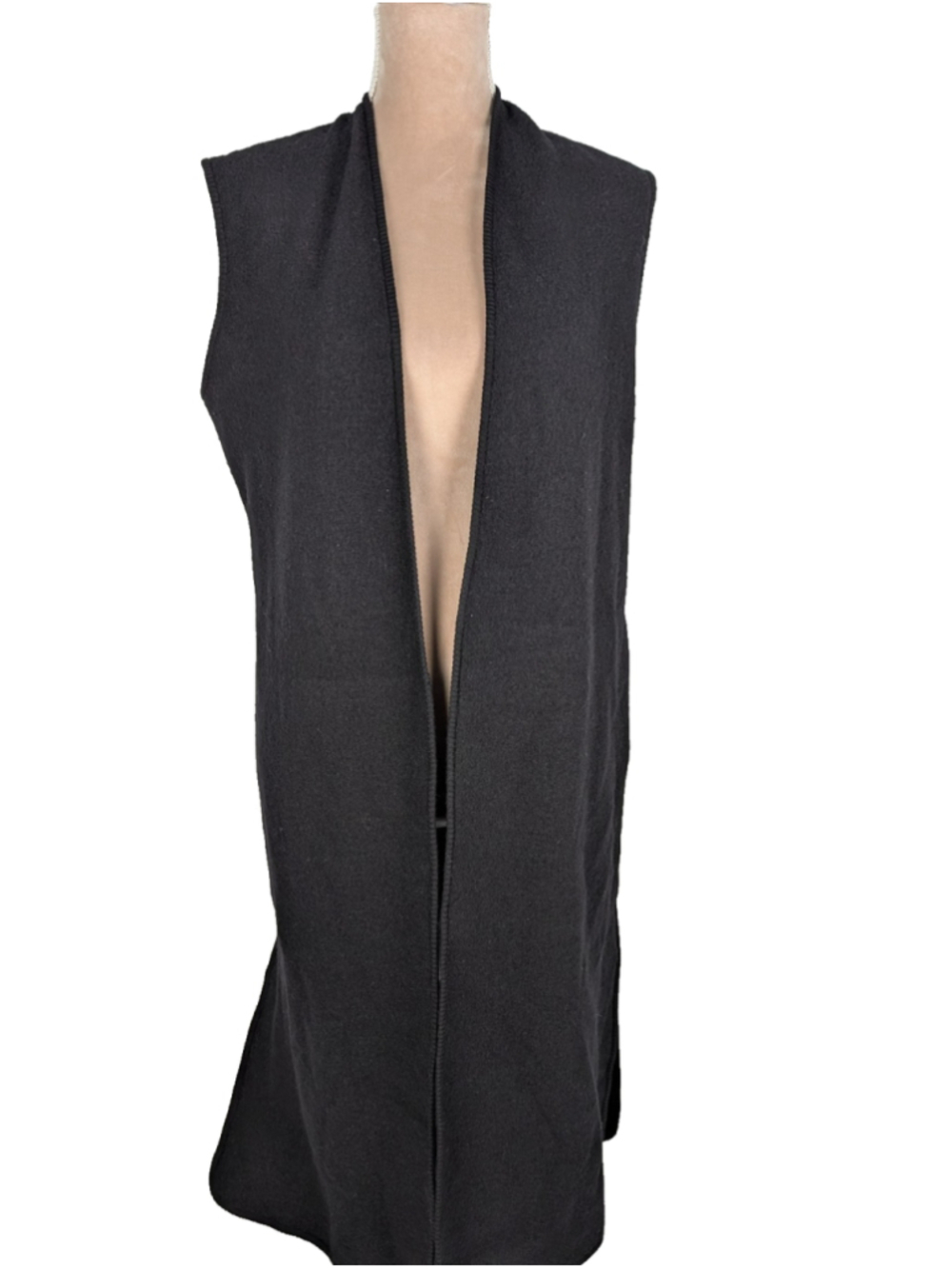 Eileen Fisher Long Vest Duster Sz S 100% Merino Boiled Wool Charcoal Preppy